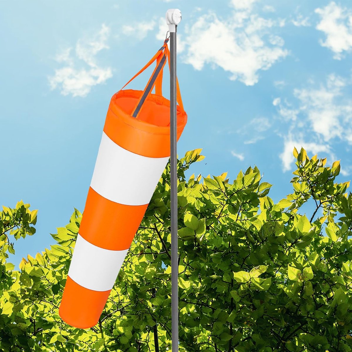 2 pieces - Wind indicator - Outdoor wind sock - Wind socks - Wind sack - Wind direction indicator - Weather vanes - Garden flag - Outdoor flag - outdoor wind sock - wind socks for the garden - orange and white - 80 cm - Image 3
