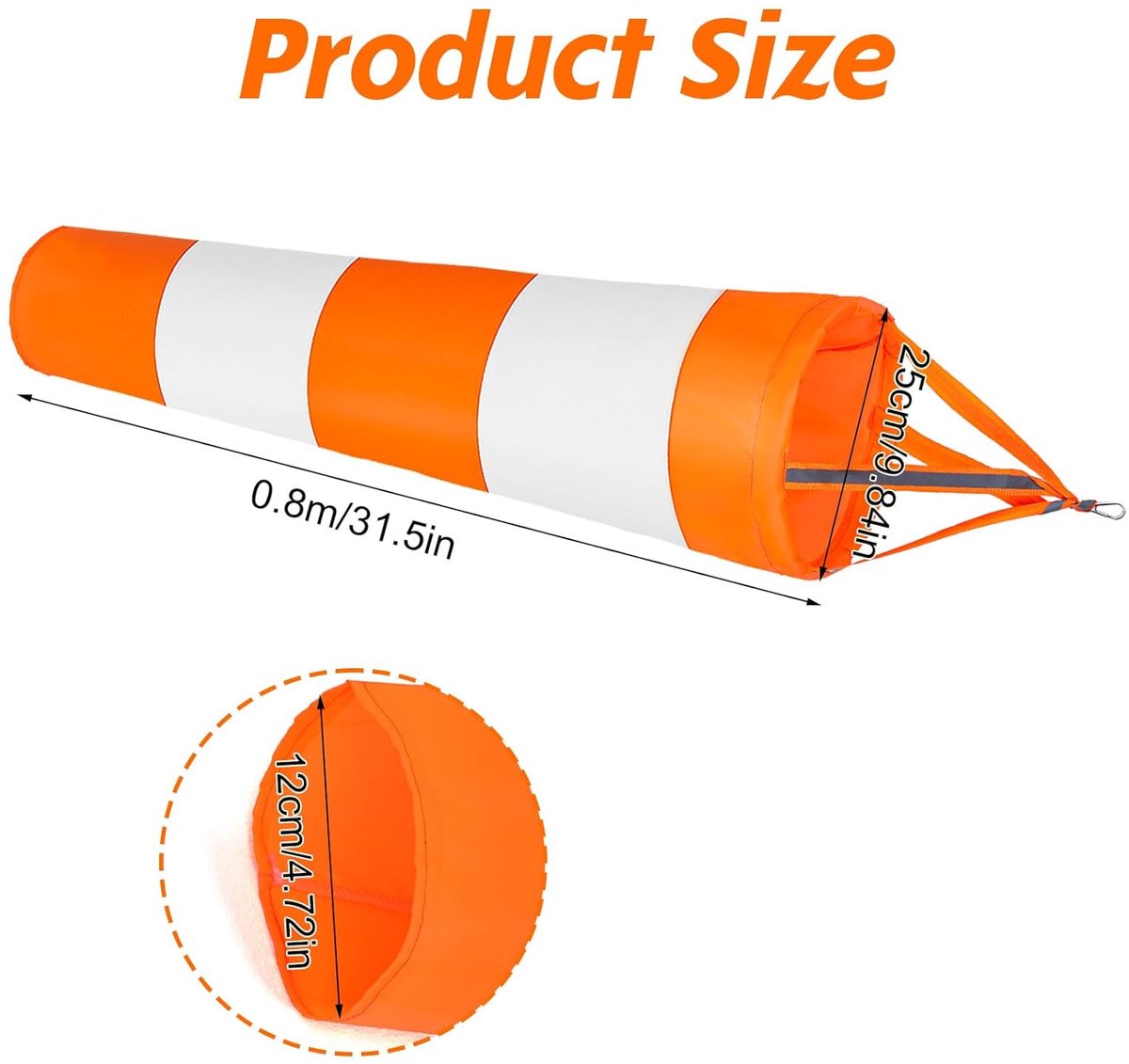 2 pieces - Wind indicator - Outdoor wind sock - Wind socks - Wind sack - Wind direction indicator - Weather vanes - Garden flag - Outdoor flag - outdoor wind sock - wind socks for the garden - orange and white - 80 cm - Image 5