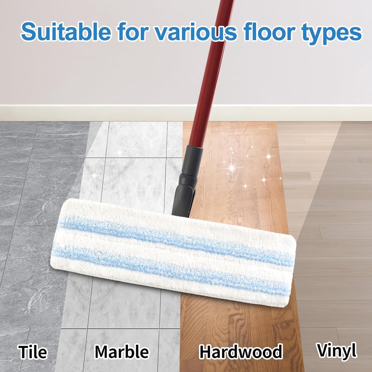 4 pack - Suitable for Vileda H2Pro Flatmop Replacement - Suitable for OCedar H2pro flatmop - For hard floors - mop head replacement - replacement microfiber mop heads - Machine washable - Reusable pad replacement - for deep cleaning - Image 3