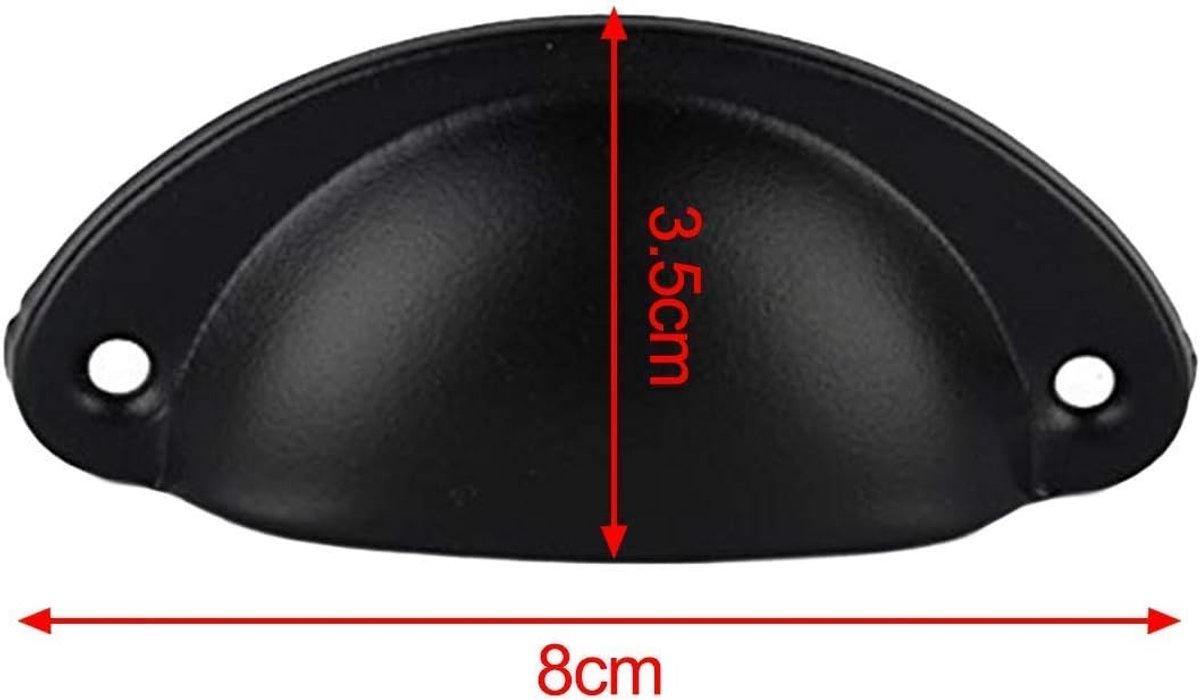 12 pieces - Drawer cabinet handle - furniture handles - cabinet handle - Handle - Handle for Cabinet - Kitchen cabinet - Kitchen handle - semi-round handle - Furniture handle - small handle - Center distance 65mm - black - iron - 8.1*3.2*1.8 cm - Image 5