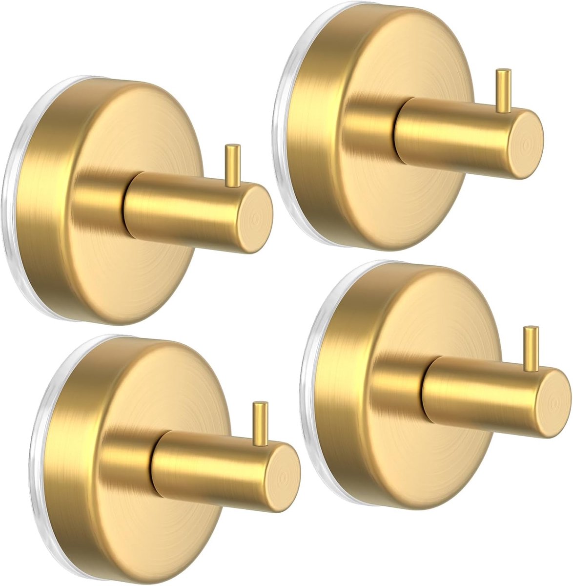4 pieces - 6*6*5.5 cm - Suction cup hooks - Hooks with vacuum suction cup - towel hooks without drilling - waterproof - suction cup hook for shower, bathroom, kitchen, glass door - gold - Image 1