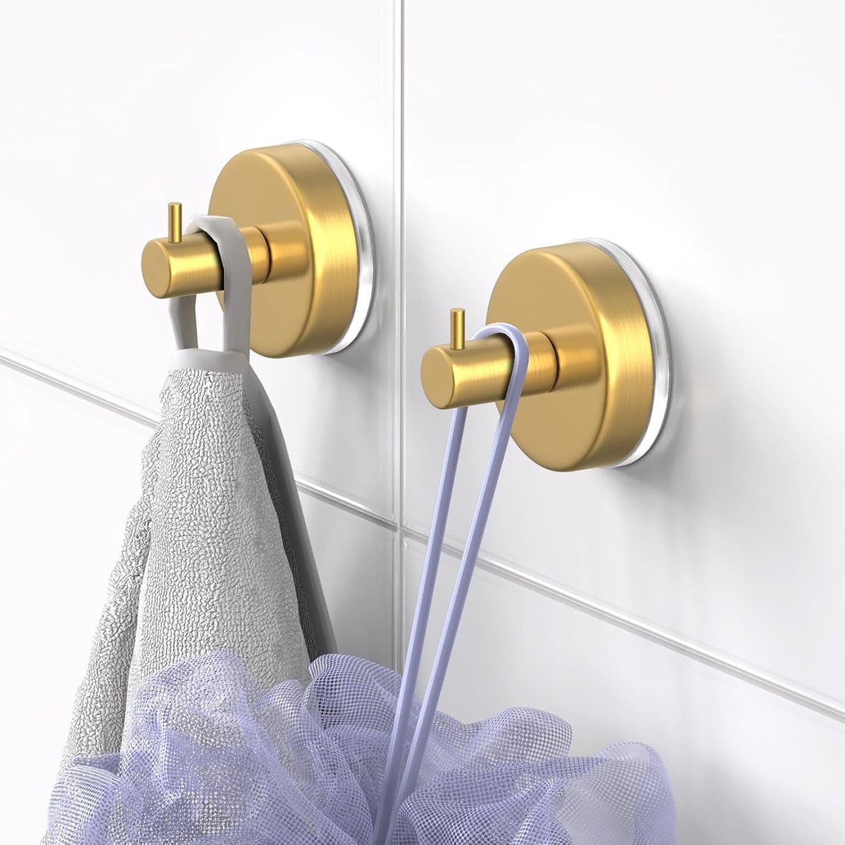 4 pieces - 6*6*5.5 cm - Suction cup hooks - Hooks with vacuum suction cup - towel hooks without drilling - waterproof - suction cup hook for shower, bathroom, kitchen, glass door - gold - Image 3