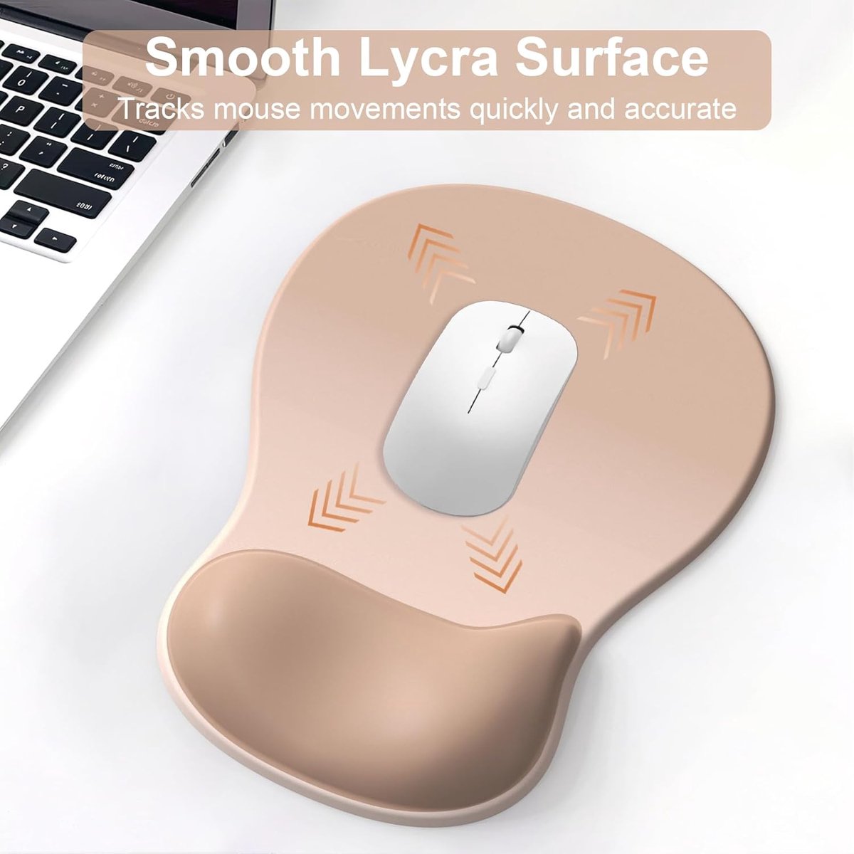 Gel mouse pad - mouse pad with wrist rest - Gaming Mouse Pad - Mouse Pad with Memory Foam Wrist Rest and Non-Slip Base - Non-Slip - Desk Accessories for Office - Office - For Computer, Cafe, Home & Office - 26 × 19.5 cm - Gradient Apricot - Image 2