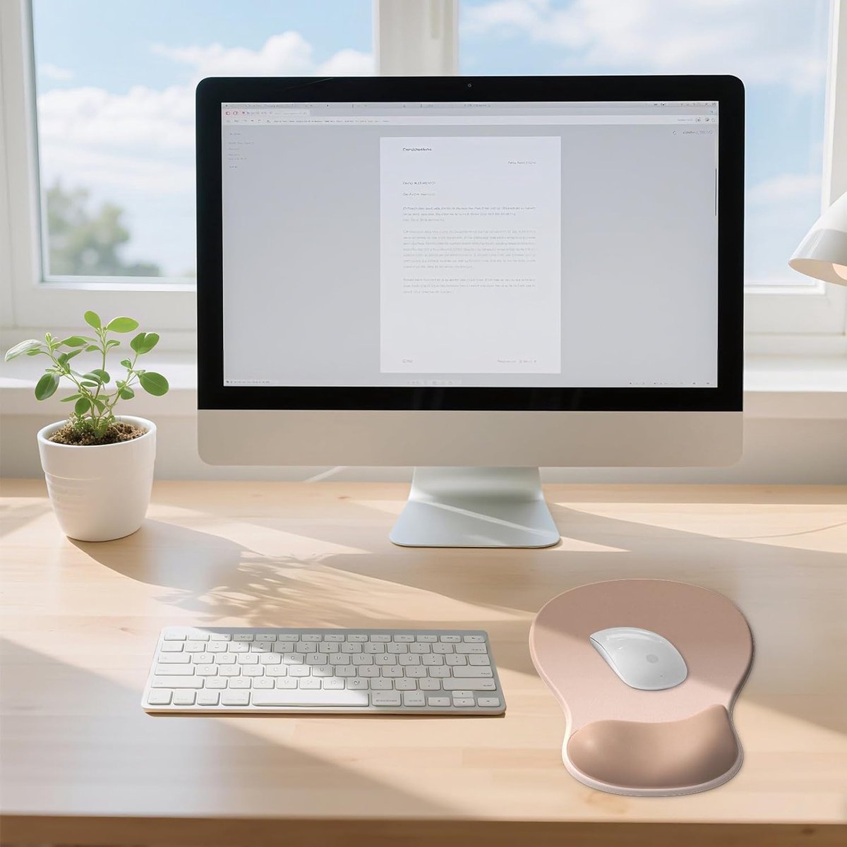 Gel mouse pad - mouse pad with wrist rest - Gaming Mouse Pad - Mouse Pad with Memory Foam Wrist Rest and Non-Slip Base - Non-Slip - Desk Accessories for Office - Office - For Computer, Cafe, Home & Office - 26 × 19.5 cm - Gradient Apricot - Image 3