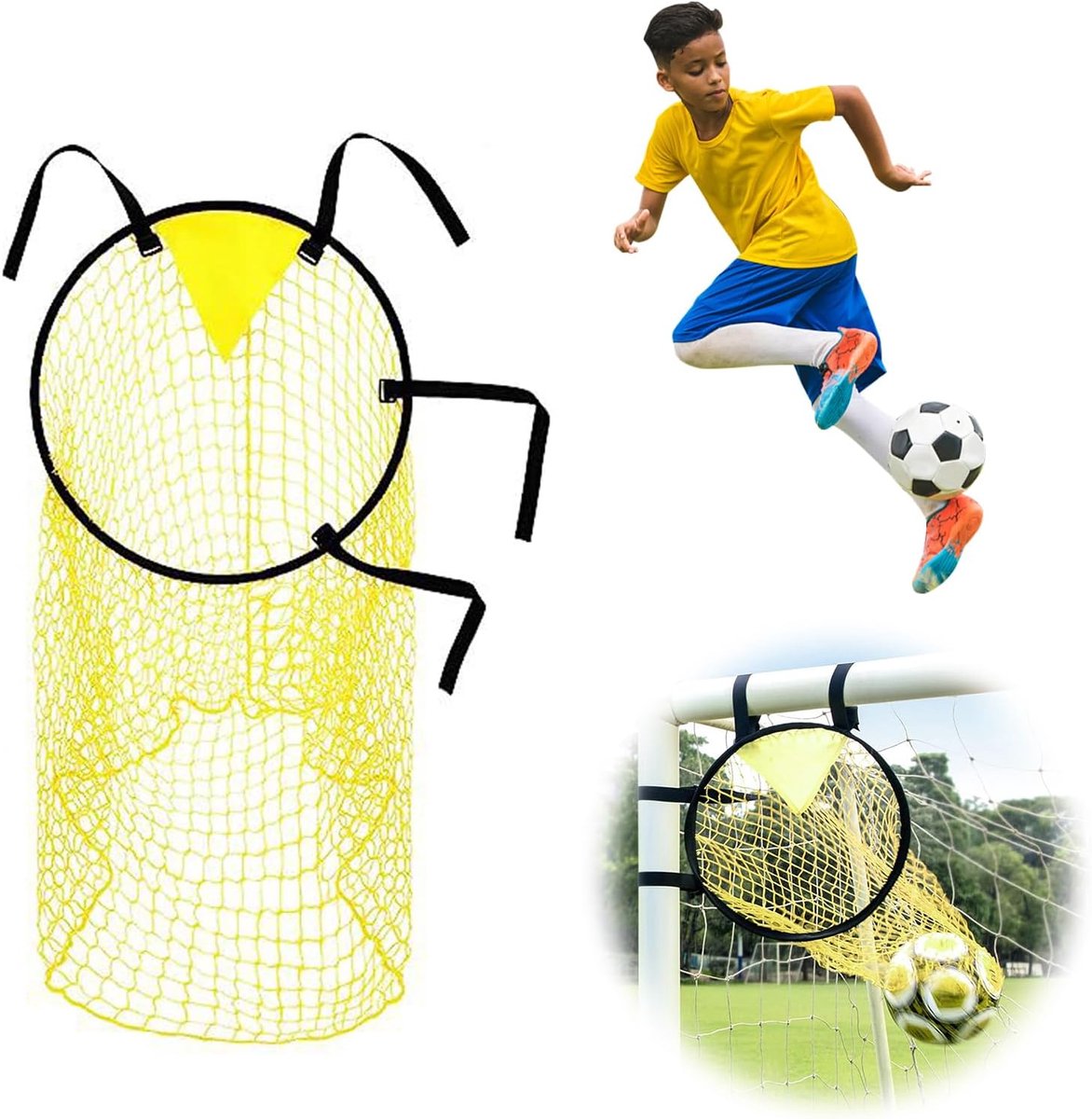 Football Net - Cross Target with Ball Net - Football Goal Net - Football Goal - Target Net - Training Equipment - Football Cross - Football Training - Football Training Equipment - Football Goal Net - for precision training - 45*60 cm - yellow - Image 1