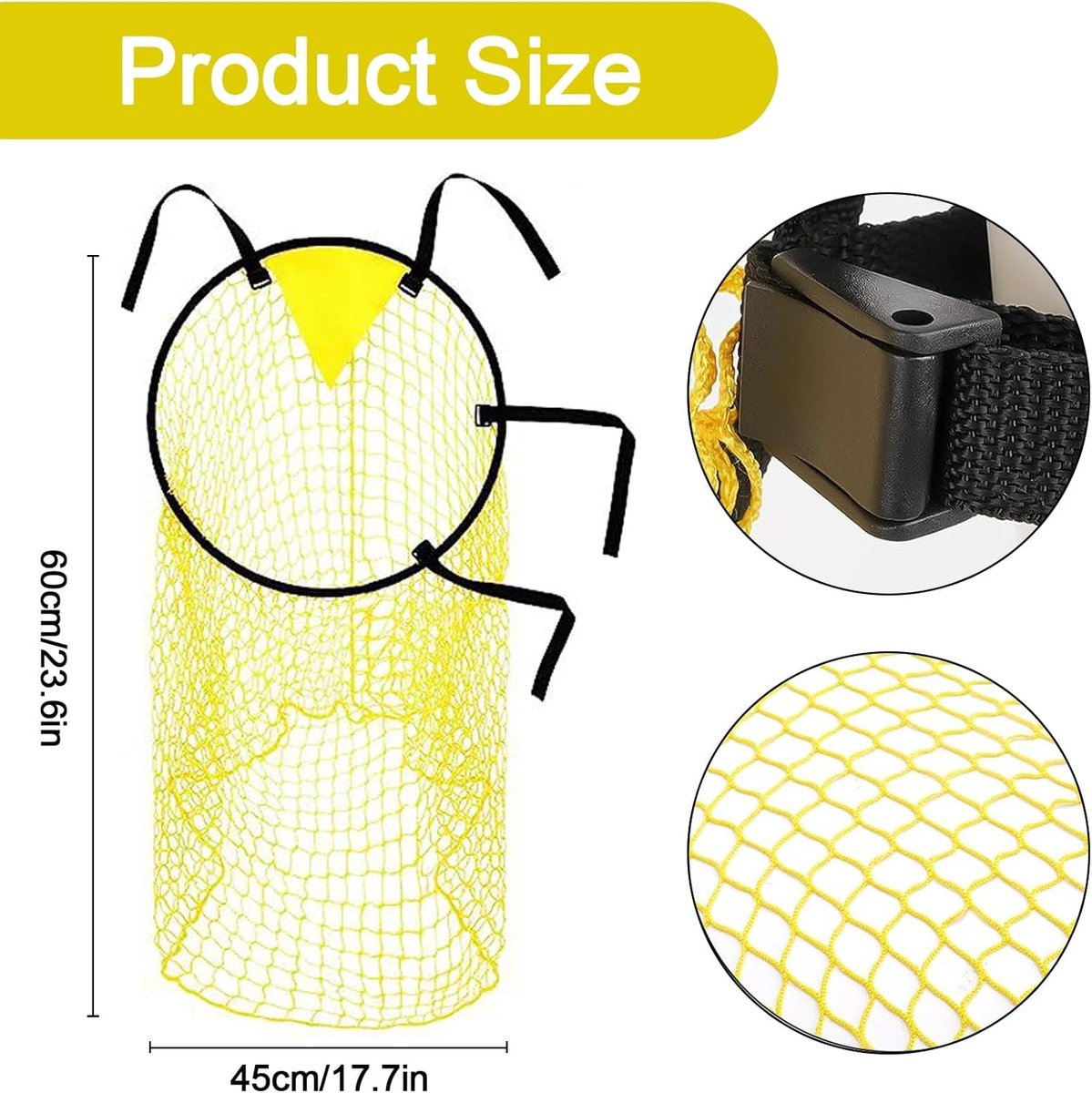 Football Net - Cross Target with Ball Net - Football Goal Net - Football Goal - Target Net - Training Equipment - Football Cross - Football Training - Football Training Equipment - Football Goal Net - for precision training - 45*60 cm - yellow - Image 2