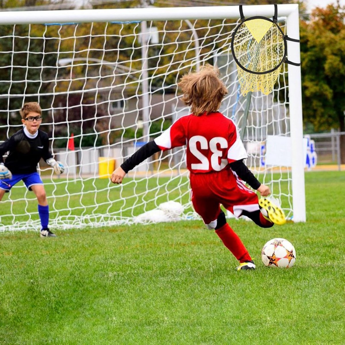 Football Net - Cross Target with Ball Net - Football Goal Net - Football Goal - Target Net - Training Equipment - Football Cross - Football Training - Football Training Equipment - Football Goal Net - for precision training - 45*60 cm - yellow - Image 4