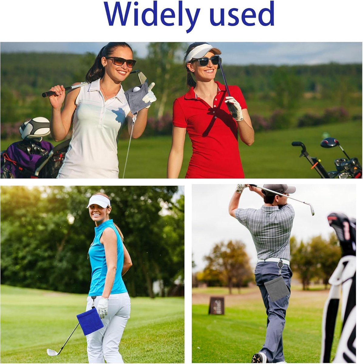 3 pieces - Golf Ball Towel - Golf Bag Amphibious Towels - with retractable buckle - Soft and delicate golf towel - Durable golf club cleaner - for fitness, outdoor sports - 12*12 cm - black, blue and grey - Image 4