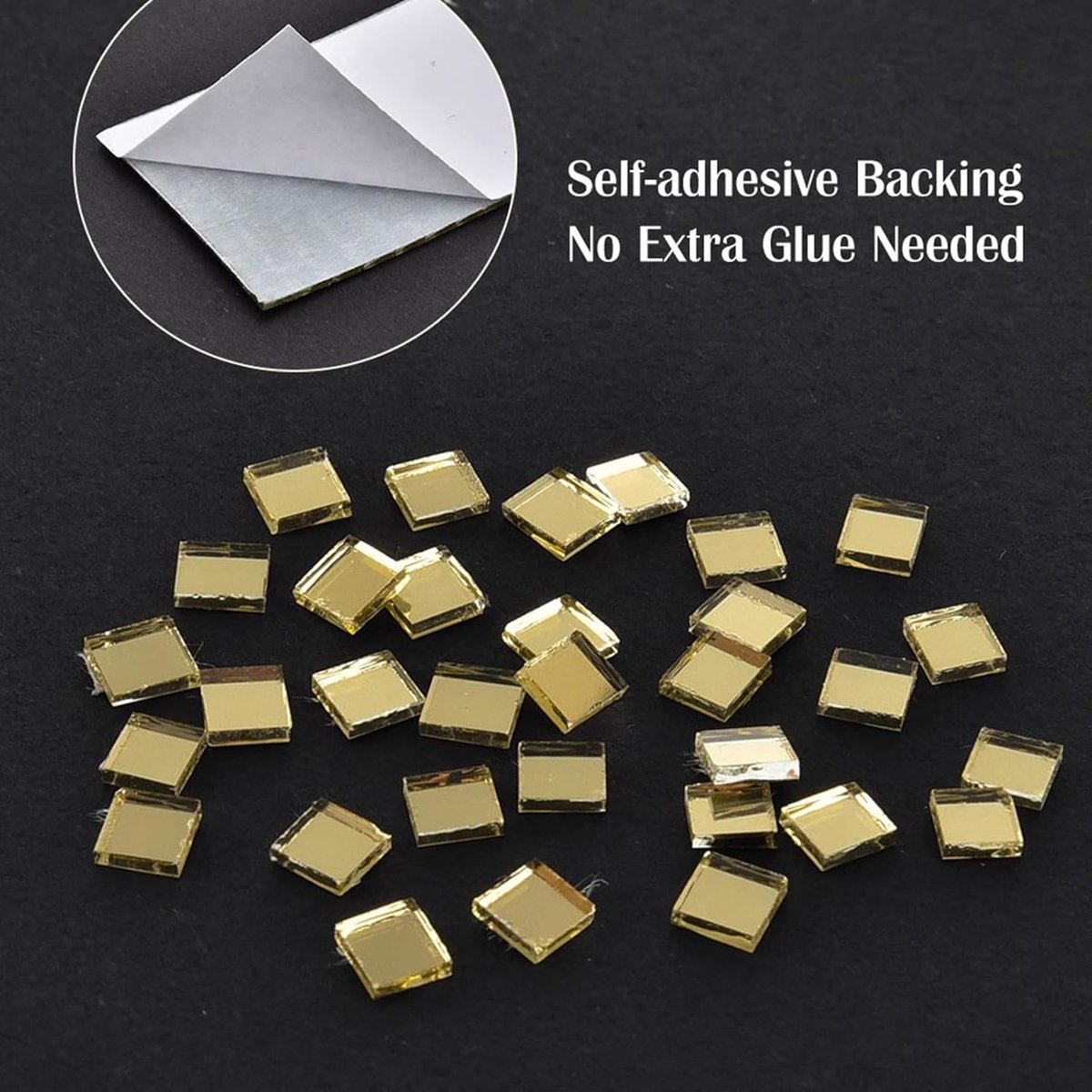 3 pieces - 4*100 cm - Self-adhesive mosaic stickers - Mini square acrylic mosaic tiles - 5*5 mm - self-adhesive acrylic mosaic tiles - mirror mosaic tiles - decorative wall stickers - for kitchen, restaurant, disco party, DIY decoration - gold - Image 4