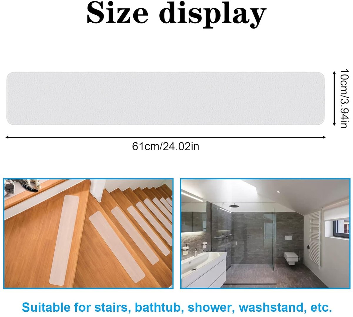 15 pieces - Anti-slip Stickers - 10*60 cm - Anti-slip strips - Anti-slip stickers for stairs - Anti-slip floor stickers - Peva anti-slip stickers - Transparent anti-slip strips for stairs - waterproof grip tape - for children, the elderly, dogs, pets - Image 3