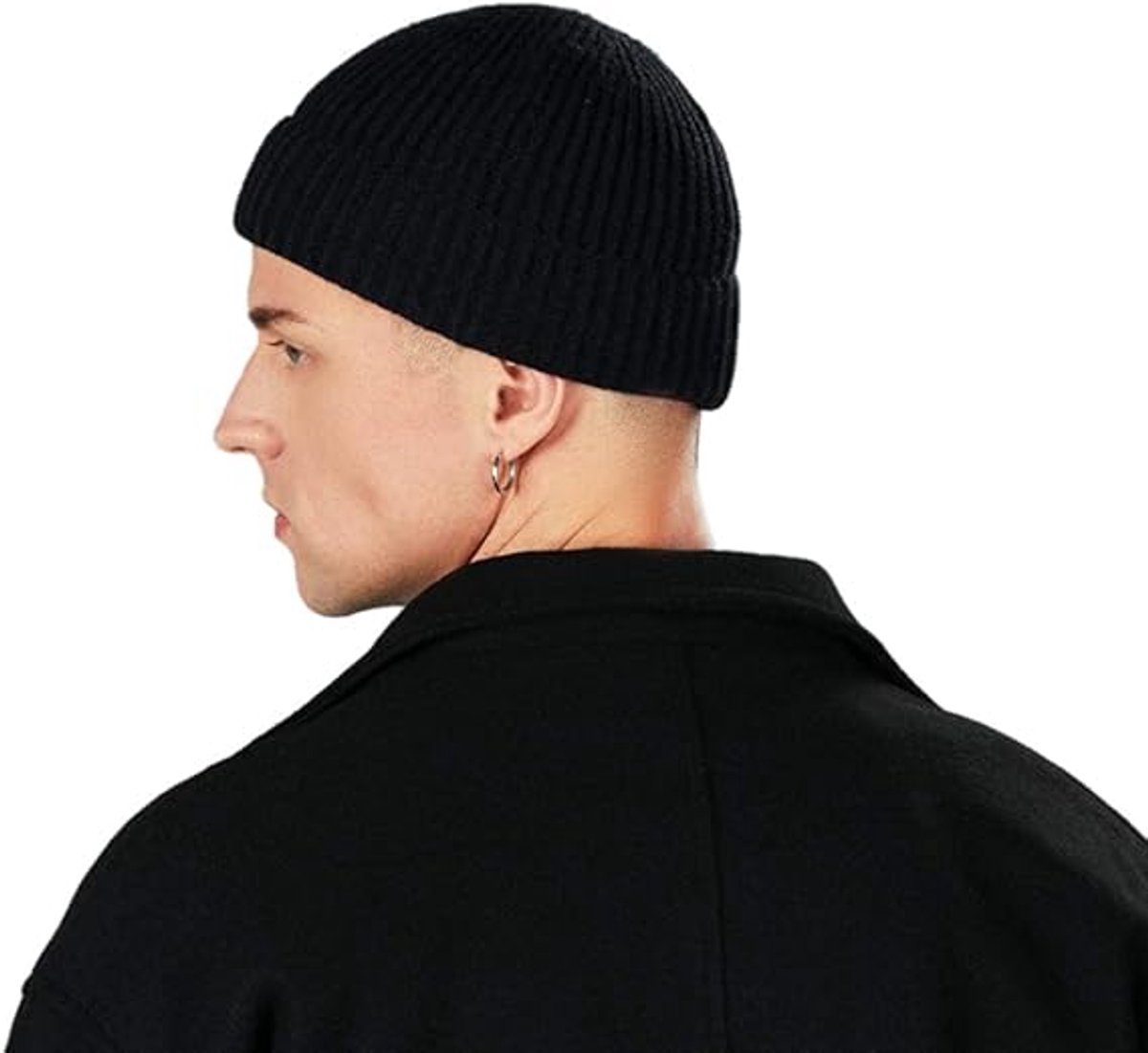 2 Pieces - hat - men's hat - Beanie - women's hat - men's beanie - Winter hat - knitted hat - Warm Hats - Cycling hat - Knitted ski hats - Running hats - Ultrawarm - Unisex - short knitted autumn winter warm hat - Grey, Black - Image 5