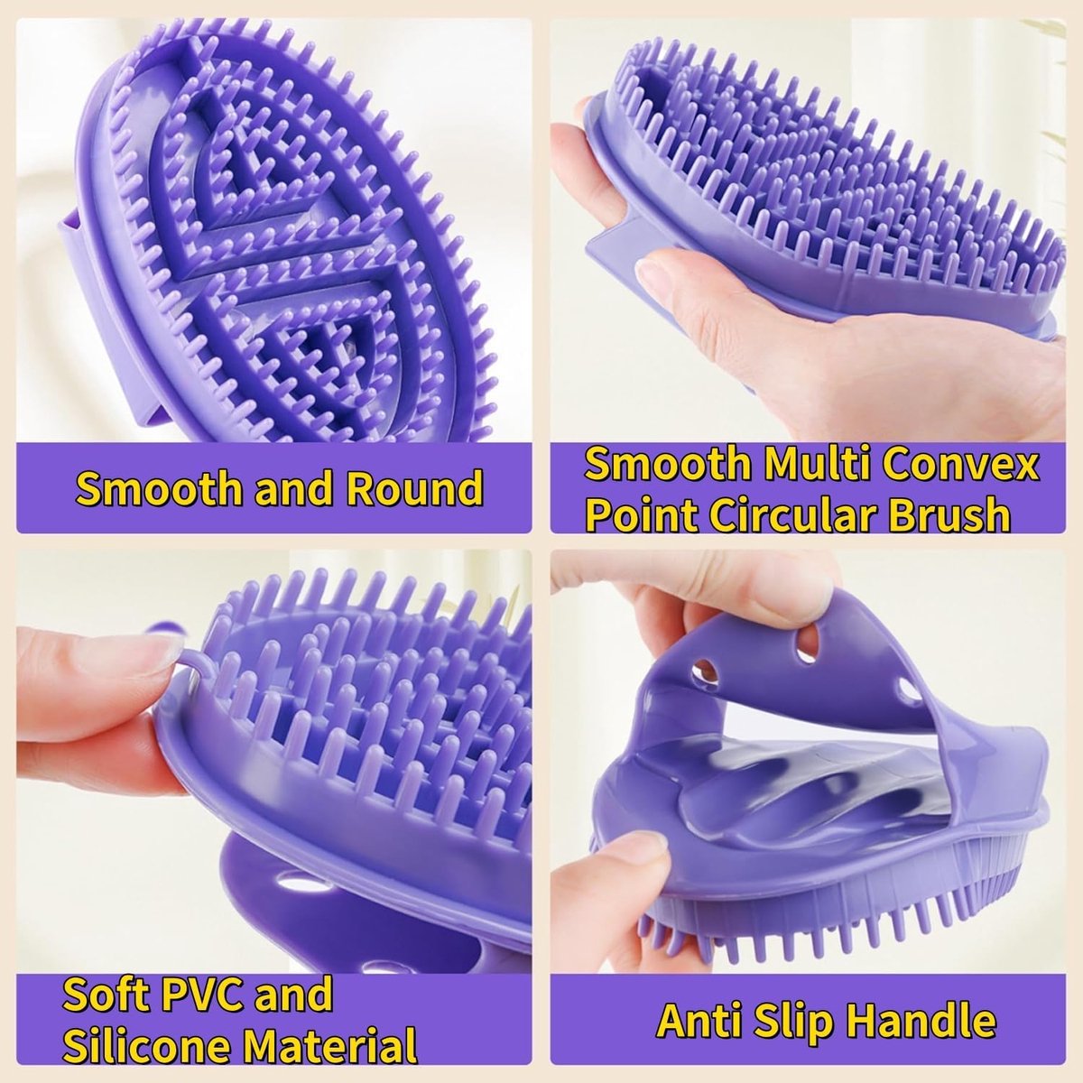 pieces - Massage Brush - Meridian Pressure Brush - Dry Brushing - Essential Oil Brush - Bath Brush - Body Scrub Bath Body Brush - SPA Massager - for Meridian Scalp Full Body Relaxation Massage, relieves muscle tension - Purple - Image 2