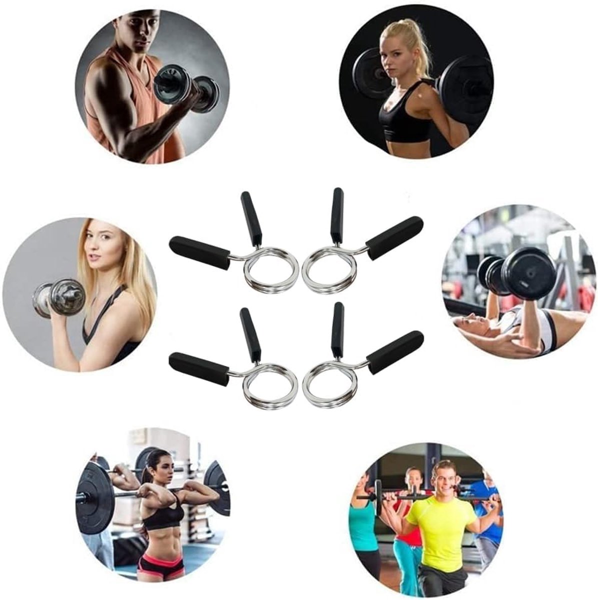 4 pieces - Barbell Clamp - 2.5 cm - Spring Barbell Clamp - Dumbbell Clip - Spring Clips for Weights - Barbell Bars - Clamp Ring - Spring Clips - Locking Clip Ring Bodybuilding - for Weightlifting, Training Barbell, Bars, Plates, Gym - Black - Image 6