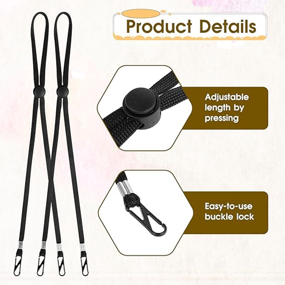 10 pieces - Hat cord - Windproof hat cord - Hat strap clips for travel hats - Removable chin strap - Anti-wind hood strap clip - Anti-loss hat strap clip - For golfing, boating, fishing, hats, outdoors - Black - 35 cm - Image 2