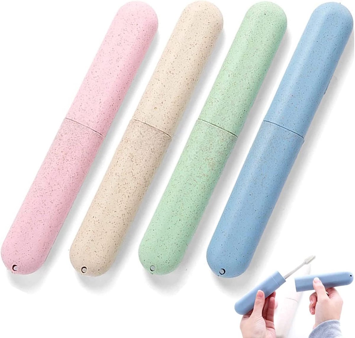 4 pieces - Toothbrush Case - Portable Toothbrush Box - Travel Toothbrush Box - Travel Toothbrush Bag - Toothbrushes Toothbrush Box - for travel, camping, school - blue, green, pink, beige - Image 1