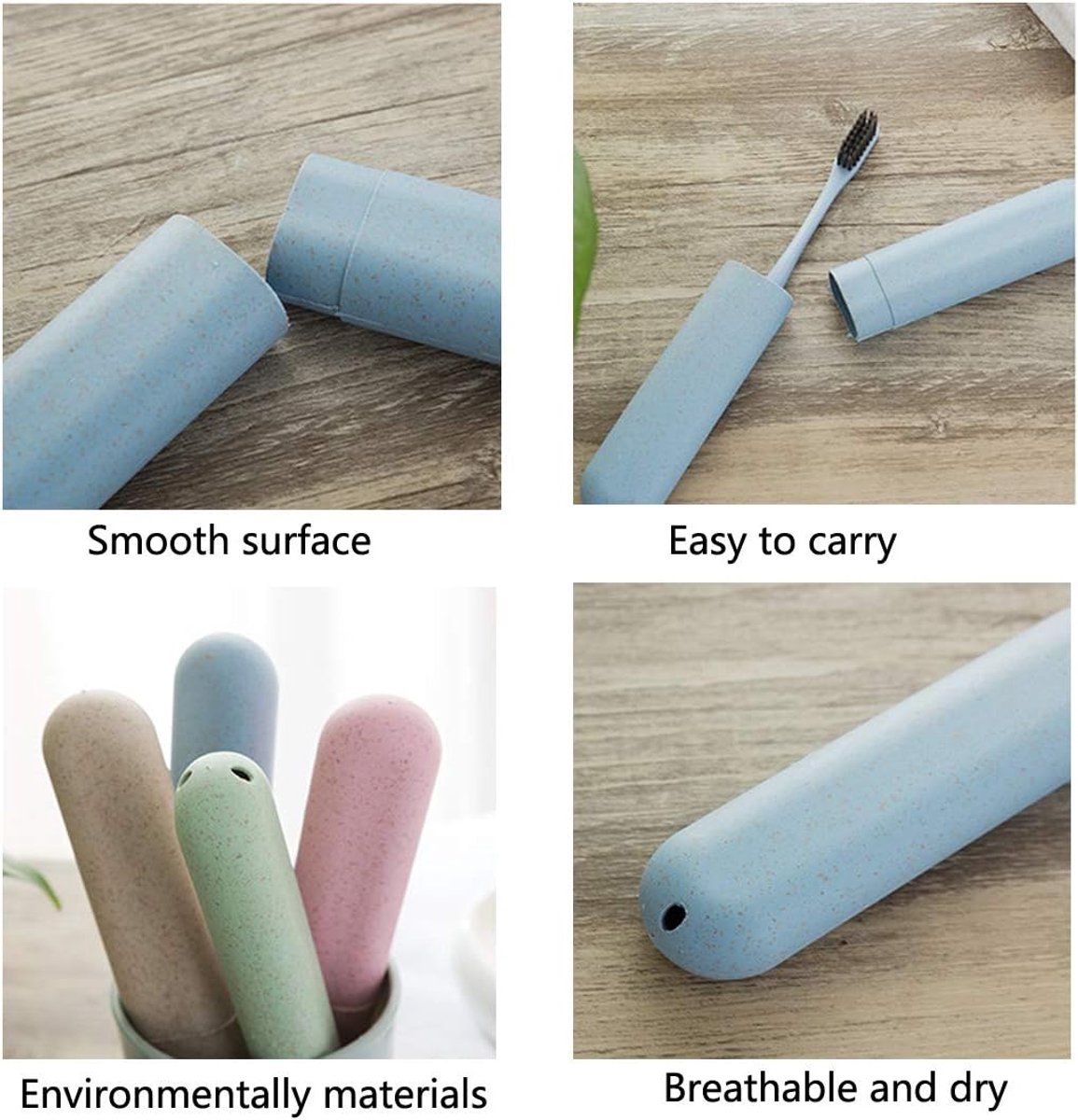 4 pieces - Toothbrush Case - Portable Toothbrush Box - Travel Toothbrush Box - Travel Toothbrush Bag - Toothbrushes Toothbrush Box - for travel, camping, school - blue, green, pink, beige - Image 3