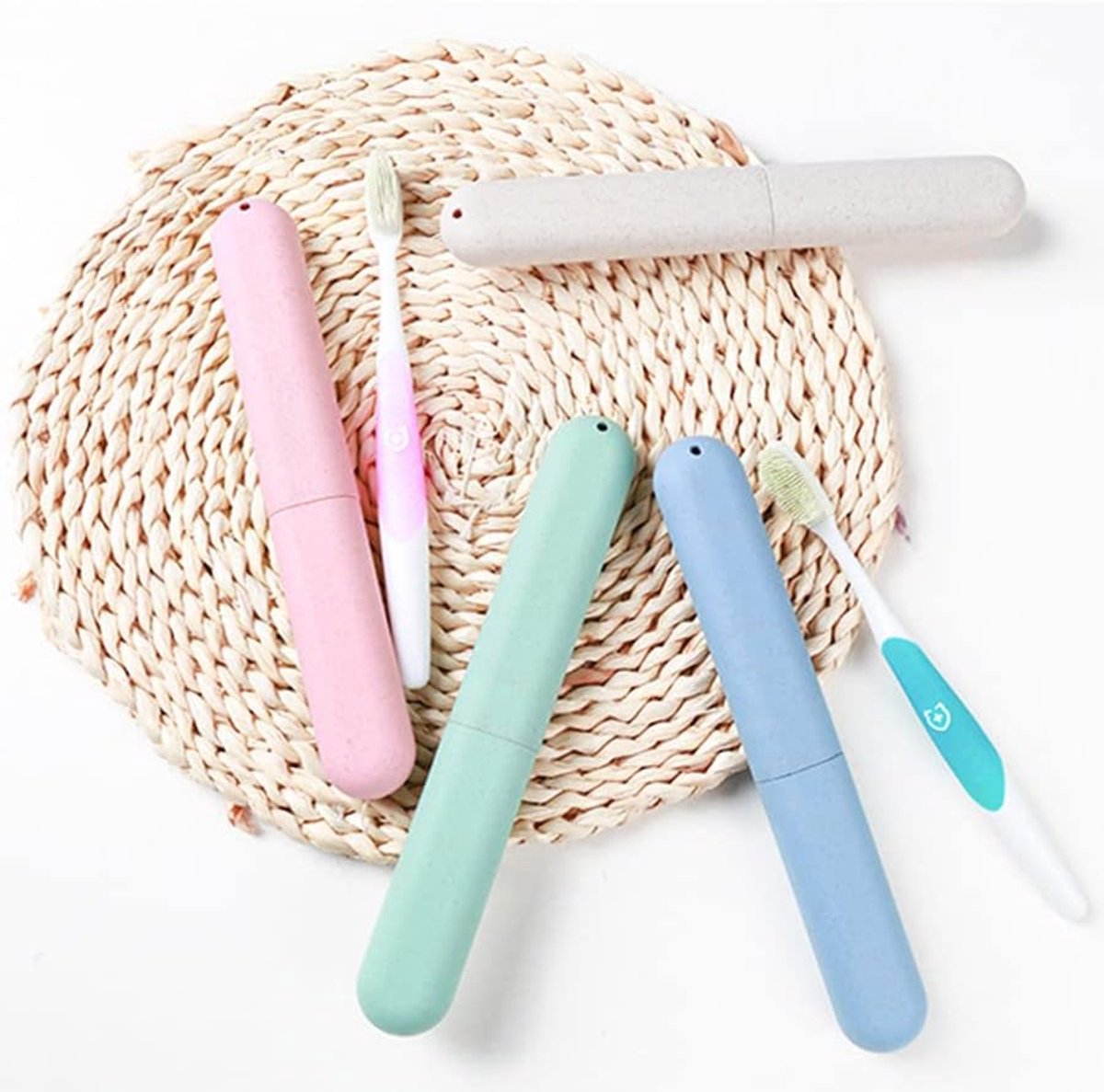 4 pieces - Toothbrush Case - Portable Toothbrush Box - Travel Toothbrush Box - Travel Toothbrush Bag - Toothbrushes Toothbrush Box - for travel, camping, school - blue, green, pink, beige - Image 4