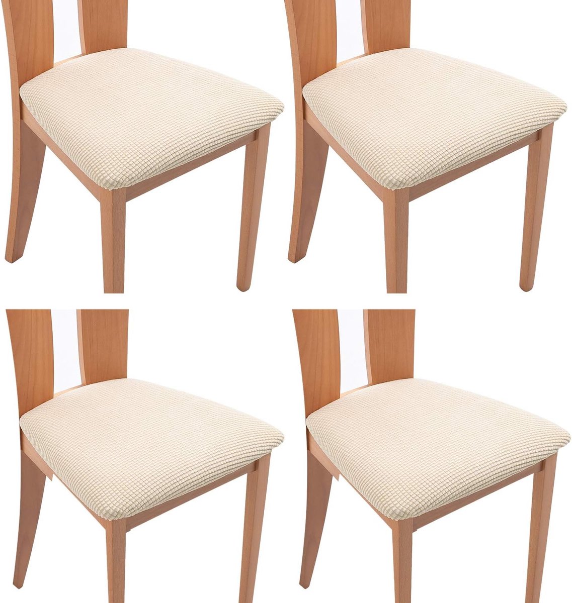 4 Pieces Chair Cover - Chair Cover for Dining Chair - Chair Protectors - Dining Room Chair Covers - chair chair upholstery - removable spandex dining room rack chair cover - Covers for Dining Chairs - Universal Chair Cover - Checks - beige - Image 1
