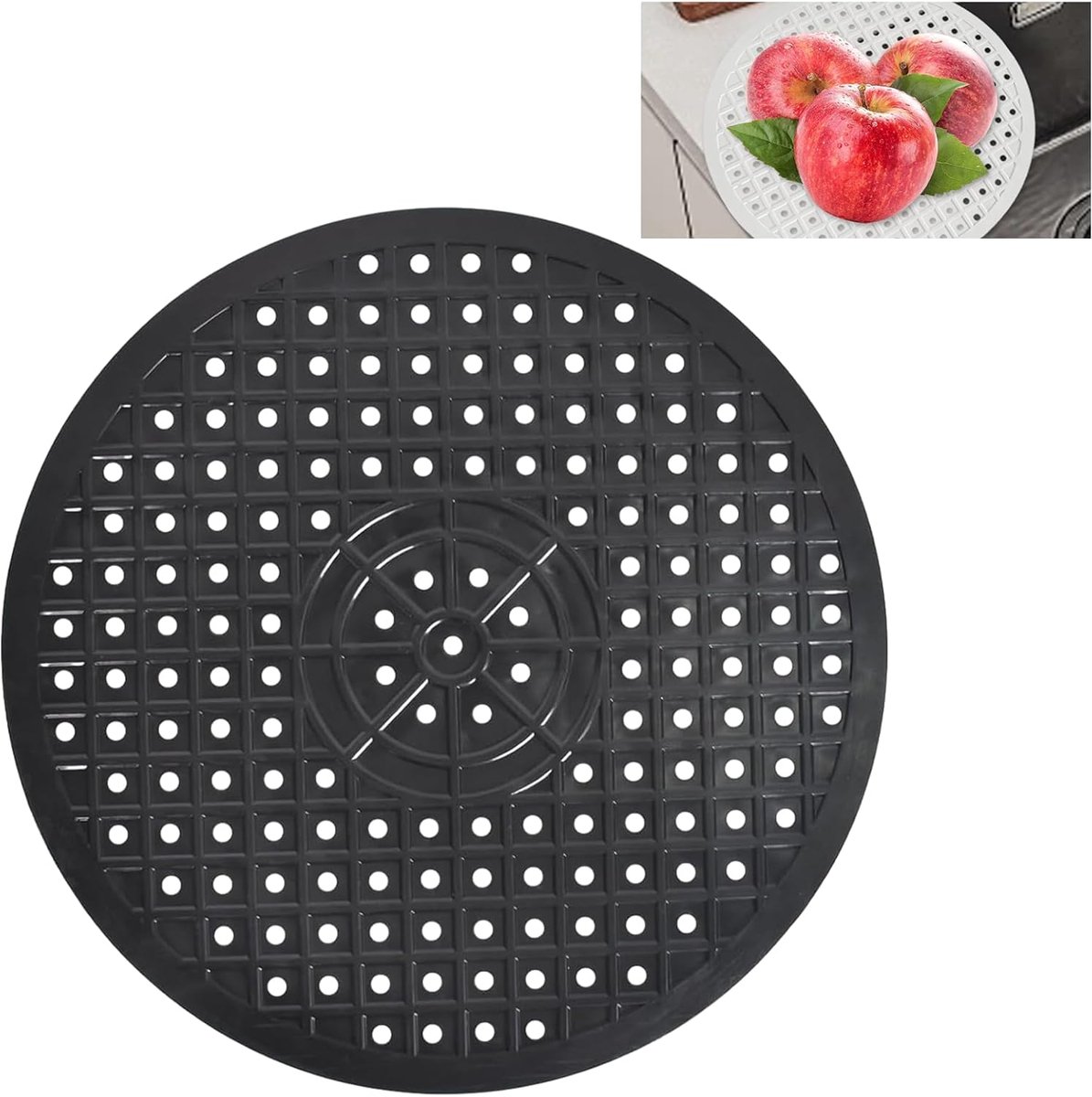 1 Piece Silicone Sink Mat - Washbasin Mat - Sink Mat - Sink Mats - Rubber Countertop Mat for Sink - Cuttable - Foldable - Non-slip - Round sink mat - Protective mat - For countertop - Round Black - ø 31 Cm - Image 1