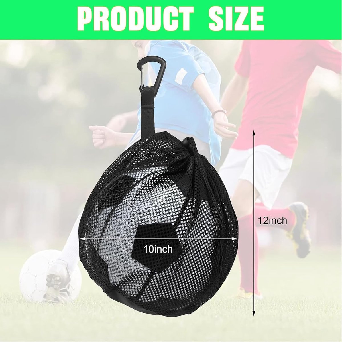 16L - Ball Net Bag - Basketball Mesh Bags - Ball Bags - portable net backpacks - basketball backpacks - soccer bags - sports bag - portable bag for basketball, soccer, tennis - easy storage and transport of basketballs and soccer balls - black - Image 2