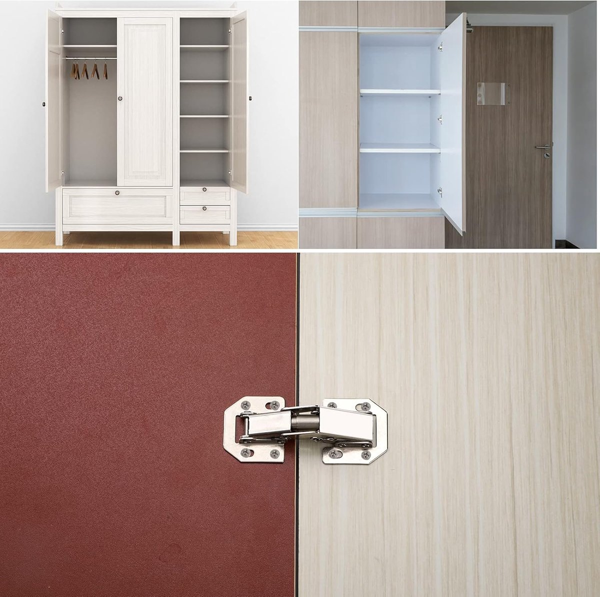 10 pieces - hinges - 3 inch - invisible stainless steel hinges - 90 degrees - cabinet hinges - kitchen door hinges - with screws - for furniture doors, drawers, windows and wardrobes - no drilling required - 77*32 mm - silver - Image 2
