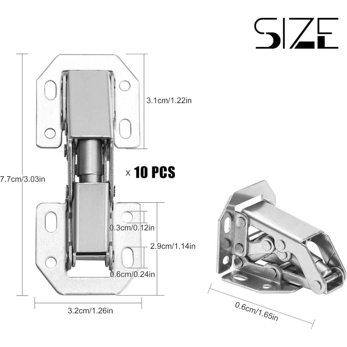 10 pieces - hinges - 3 inch - invisible stainless steel hinges - 90 degrees - cabinet hinges - kitchen door hinges - with screws - for furniture doors, drawers, windows and wardrobes - no drilling required - 77*32 mm - silver - Image 5