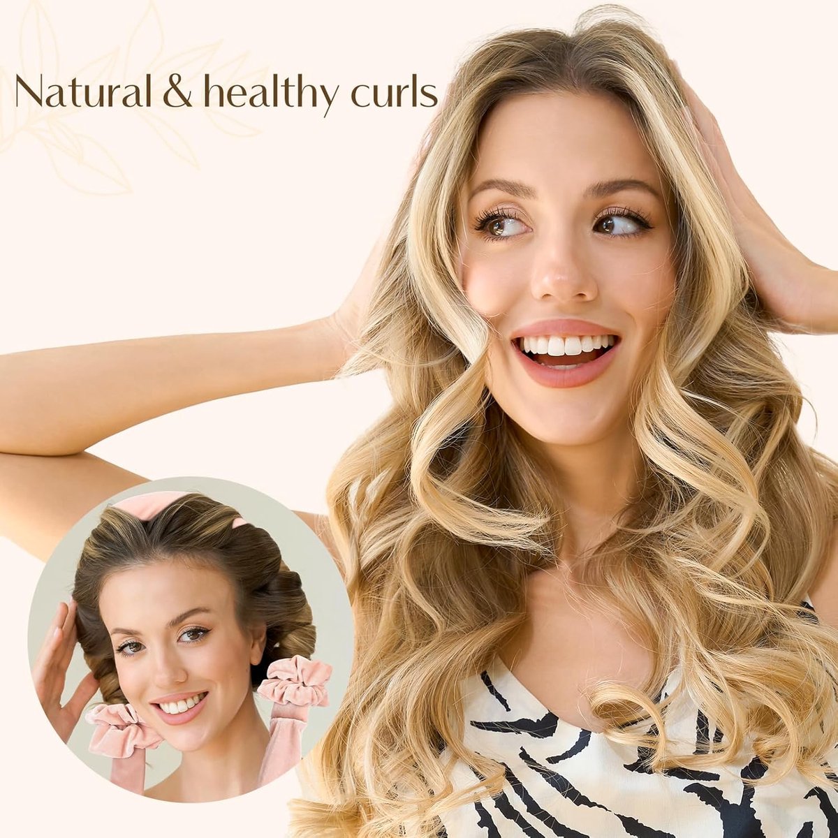 Heatless Curls - 4-piece set - Hair Rollers - Heatless Curls with Hair Scrunchies and Clip - Heatless Curls - Curlers - Hair Curler - Black - Image 3