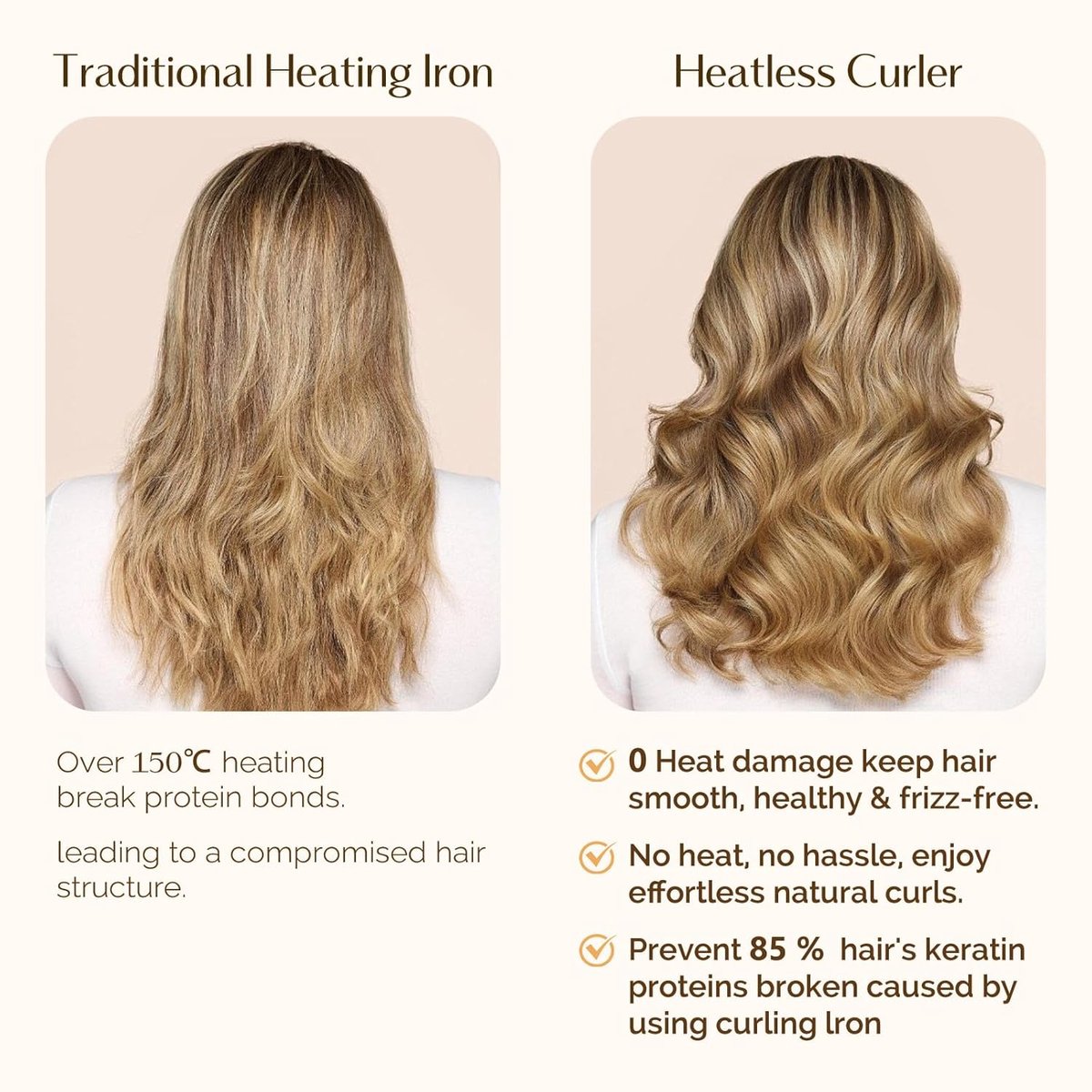Heatless Curls - 4-piece set - Hair Rollers - Heatless Curls with Hair Scrunchies and Clip - Heatless Curls - Curlers - Hair Curler - Black - Image 4