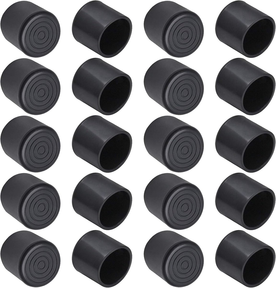 20 pieces - Chair Leg Caps - 32*32*34mm - furniture leg covers - Round rubber furniture leg protectors - Chair protector - floor protection - chair leg protectors - chair socks - for chair legs, table and sofa - black - Image 1