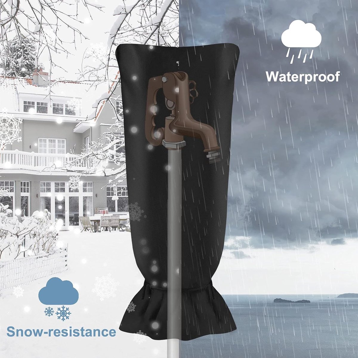 Frost Protection Cover - 51 × 20cm - Frost protection cover for tap - Tap Freeze Cover - Frost-free Outdoor Tap Protection Cover - Outdoor Tap Covers - Frost Protection - Outdoor Tap Cover - Frost Protection for Facade Taps - Frost Cover - Waterproof reus - Image 3