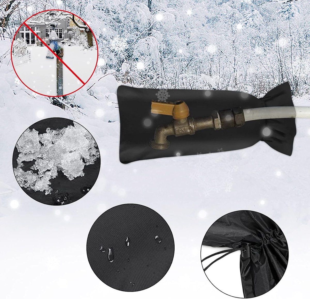 Frost Protection Cover - 51 × 20cm - Frost protection cover for tap - Tap Freeze Cover - Frost-free Outdoor Tap Protection Cover - Outdoor Tap Covers - Frost Protection - Outdoor Tap Cover - Frost Protection for Facade Taps - Frost Cover - Waterproof reus - Image 5