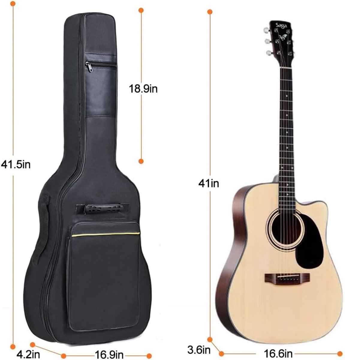 Classic guitar case - Acoustic guitar case - Backpack with exterior pocket and handles - Guitar backpack - Guitar case - Padded - Waterproof - For electric guitars - Black - Image 2
