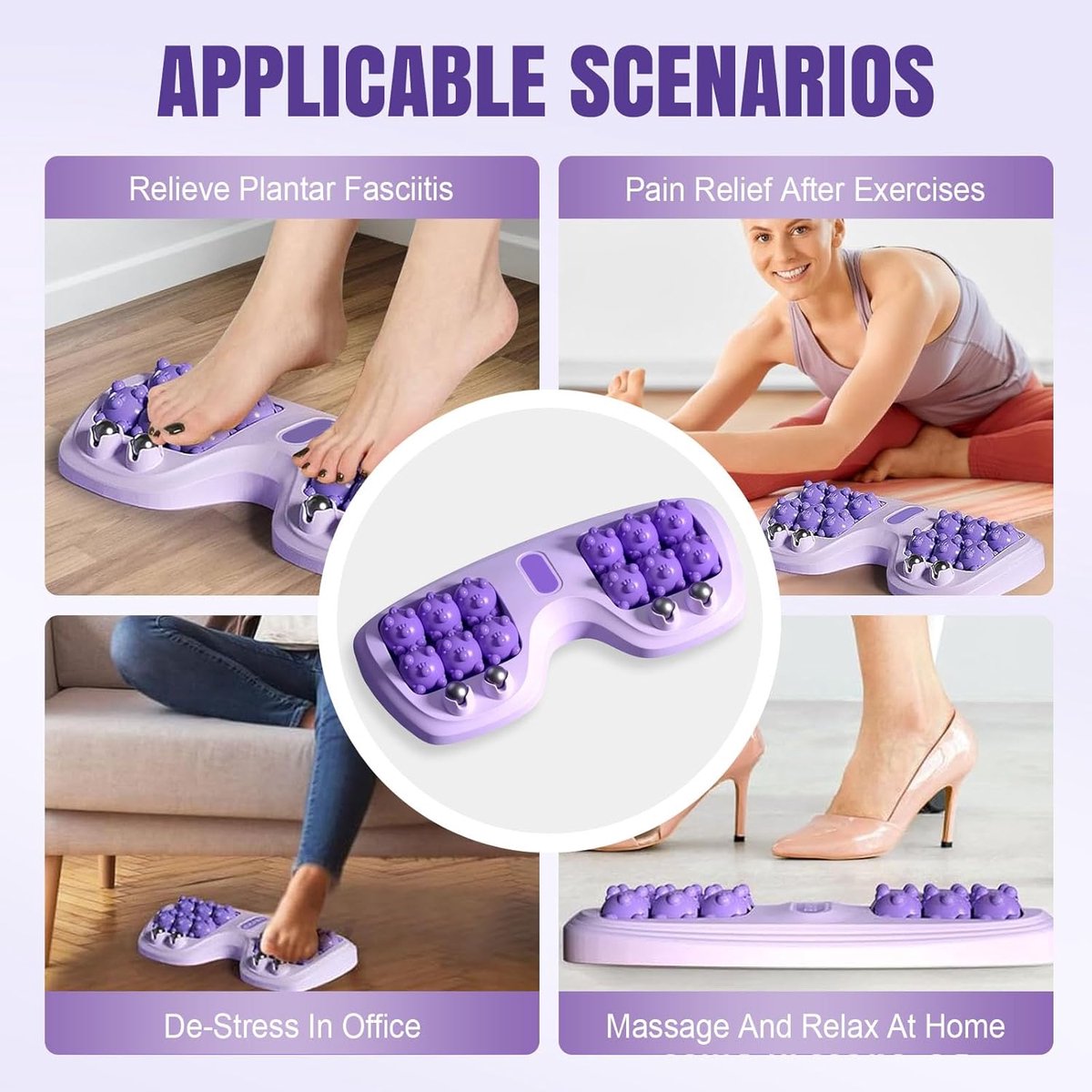 Foot massage device - Foot massage roller - Portable double foot massager roller - Massage ball - Foot massage - double foot massager roller for relieving plantar fasciitis pain and improving circulation, portable foot massager tool - Image 3