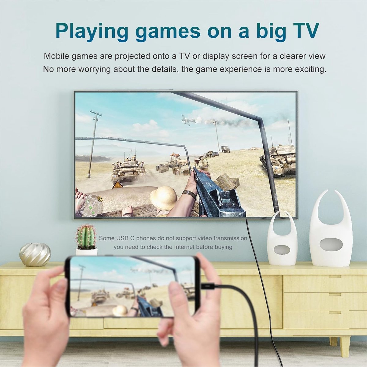 USB C to HDMI cable (6FT) - USB C HDMI cable - 4K Ultra HD, High-Speed - USB C HDMI cable - HDMI USB C cable - HDMI to USB C cable - USB Type C to HDMI cable for home office - Image 4