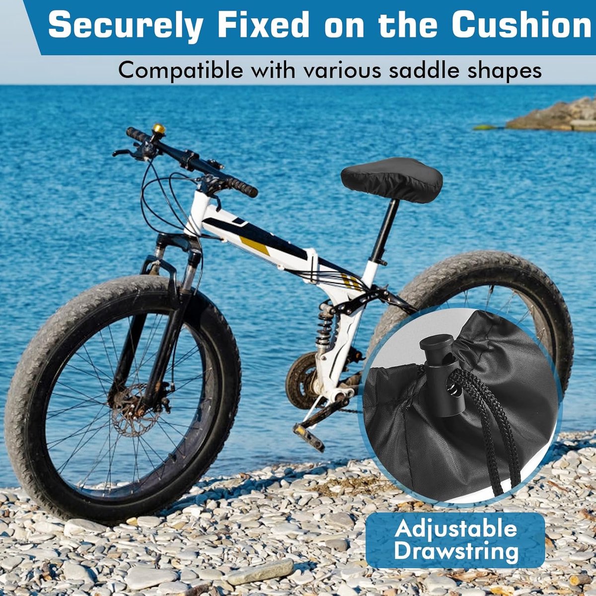 2 pieces - Bicycle Saddle Cover - Bicycle Saddle Cover - Waterproof Saddle Cover - Cover for Bicycle Saddle - Rain Cover - Saddle Cover - with drawstring - outdoor saddle cover - bicycle accessories - waterproof - universal - rain and dust protection - 24 - Image 3