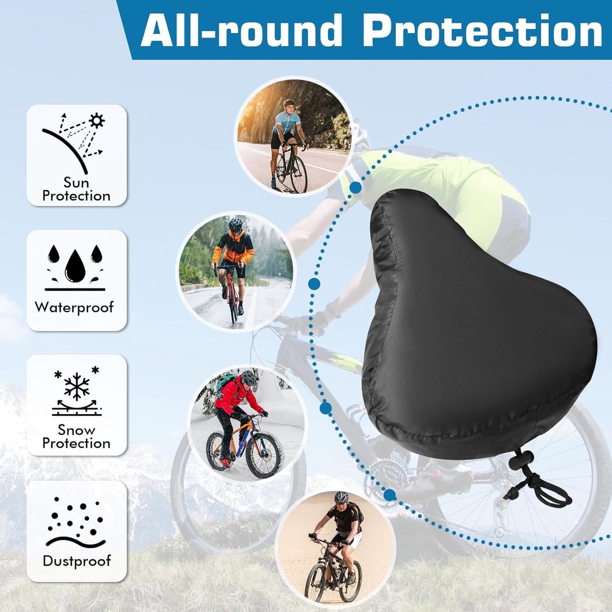 2 pieces - Bicycle Saddle Cover - Bicycle Saddle Cover - Waterproof Saddle Cover - Cover for Bicycle Saddle - Rain Cover - Saddle Cover - with drawstring - outdoor saddle cover - bicycle accessories - waterproof - universal - rain and dust protection - 24 - Image 5