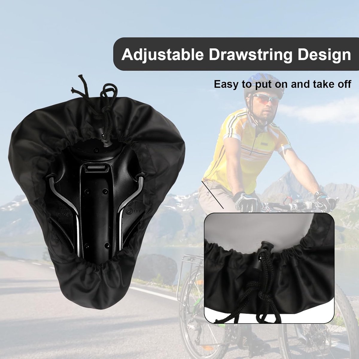 2 pieces - Bicycle Saddle Cover - Bicycle Saddle Cover - Waterproof Saddle Cover - Cover for Bicycle Saddle - Rain Cover - Saddle Cover - with drawstring - outdoor saddle cover - bicycle accessories - waterproof - universal - rain and dust protection - 24 - Image 6