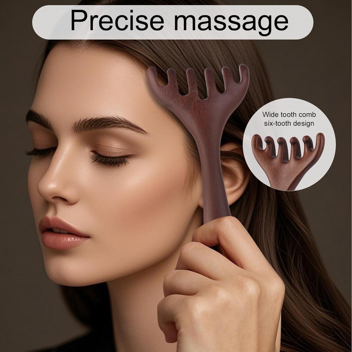 BOXOB 2pcs Wooden Head Massager, Portable Head Scratcher for Deep Relaxation Durable Wooden Comb Wooden Scalp Massager Gift for Family and Friends - Image 5