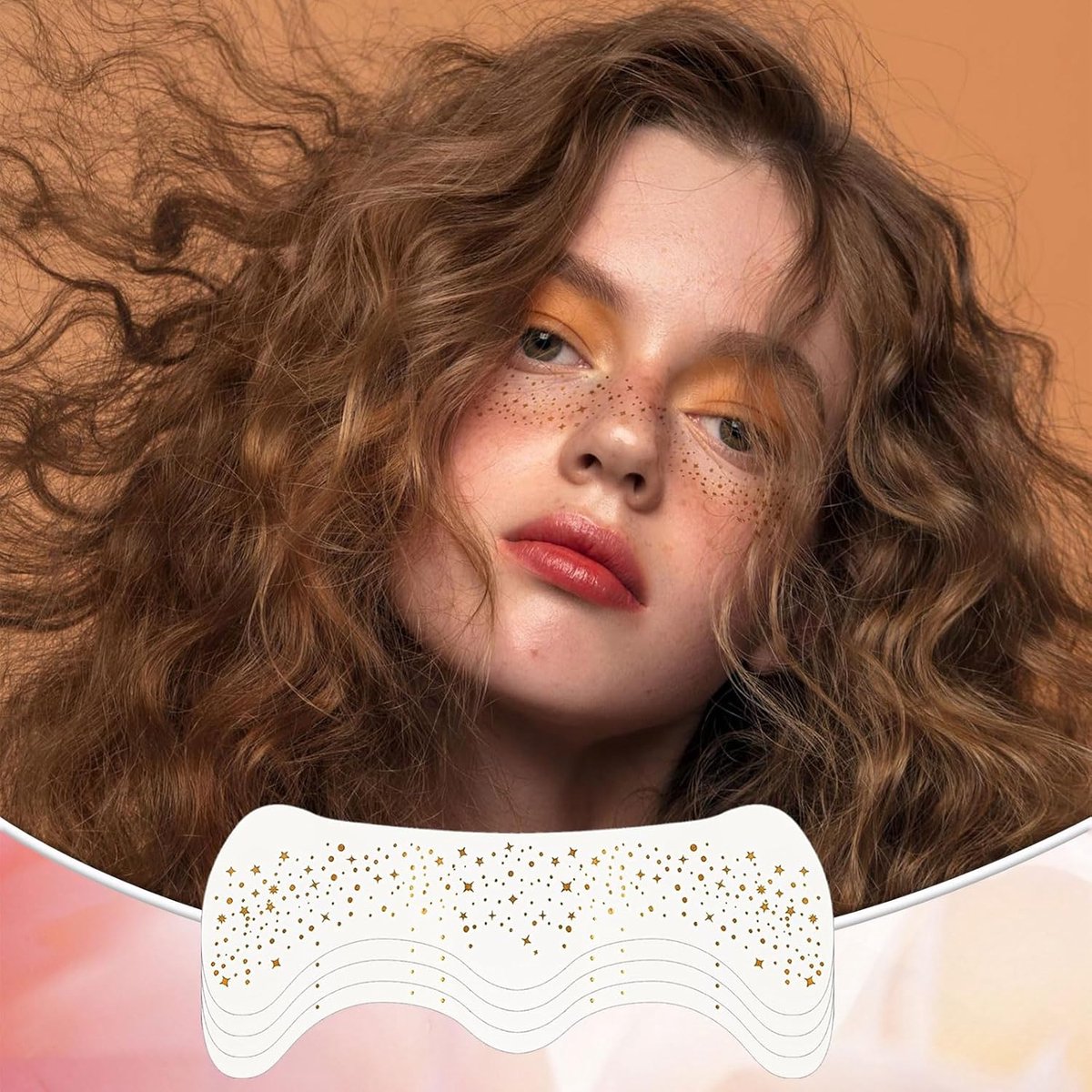 10 pieces - Temporary Glitter Face Tattoos - Glitter makeup stickers - Gold freckle face stickers - Self-adhesive Tattoos for Adults - Gold glitter freckle face stickers - Festival Glitters - Face stickers - Image 2