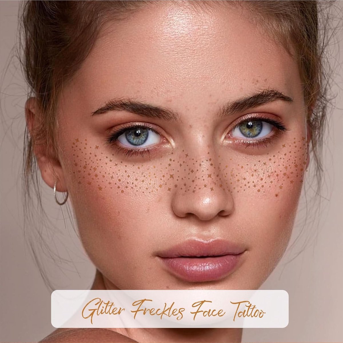 10 pieces - Temporary Glitter Face Tattoos - Glitter makeup stickers - Gold freckle face stickers - Self-adhesive Tattoos for Adults - Gold glitter freckle face stickers - Festival Glitters - Face stickers - Image 3