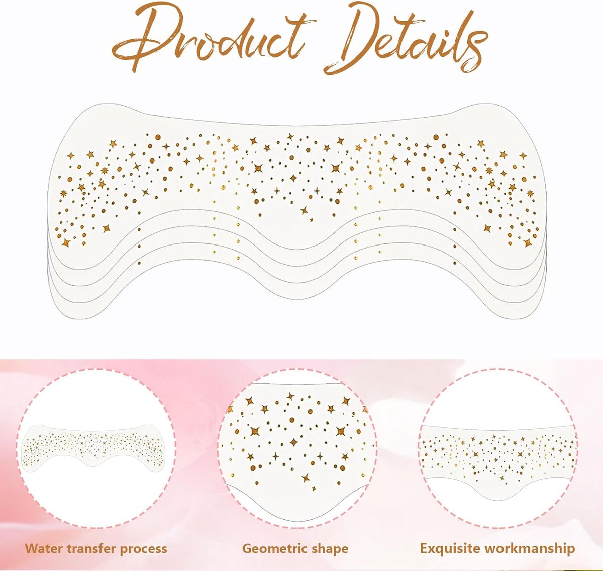 10 pieces - Temporary Glitter Face Tattoos - Glitter makeup stickers - Gold freckle face stickers - Self-adhesive Tattoos for Adults - Gold glitter freckle face stickers - Festival Glitters - Face stickers - Image 6