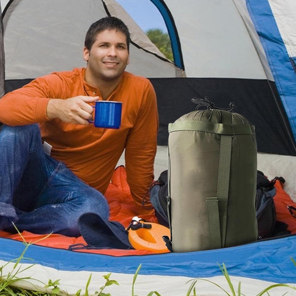 Compression bag - Sleeping bag compression bag - Sleeping bag storage bag - Storage bag - Backpacking storage bags - Portable sleeping bag storage bag - Lightweight backpack bag - Camping storage bag - for travel, camping and outdoor backpacking - Green - - Image 3