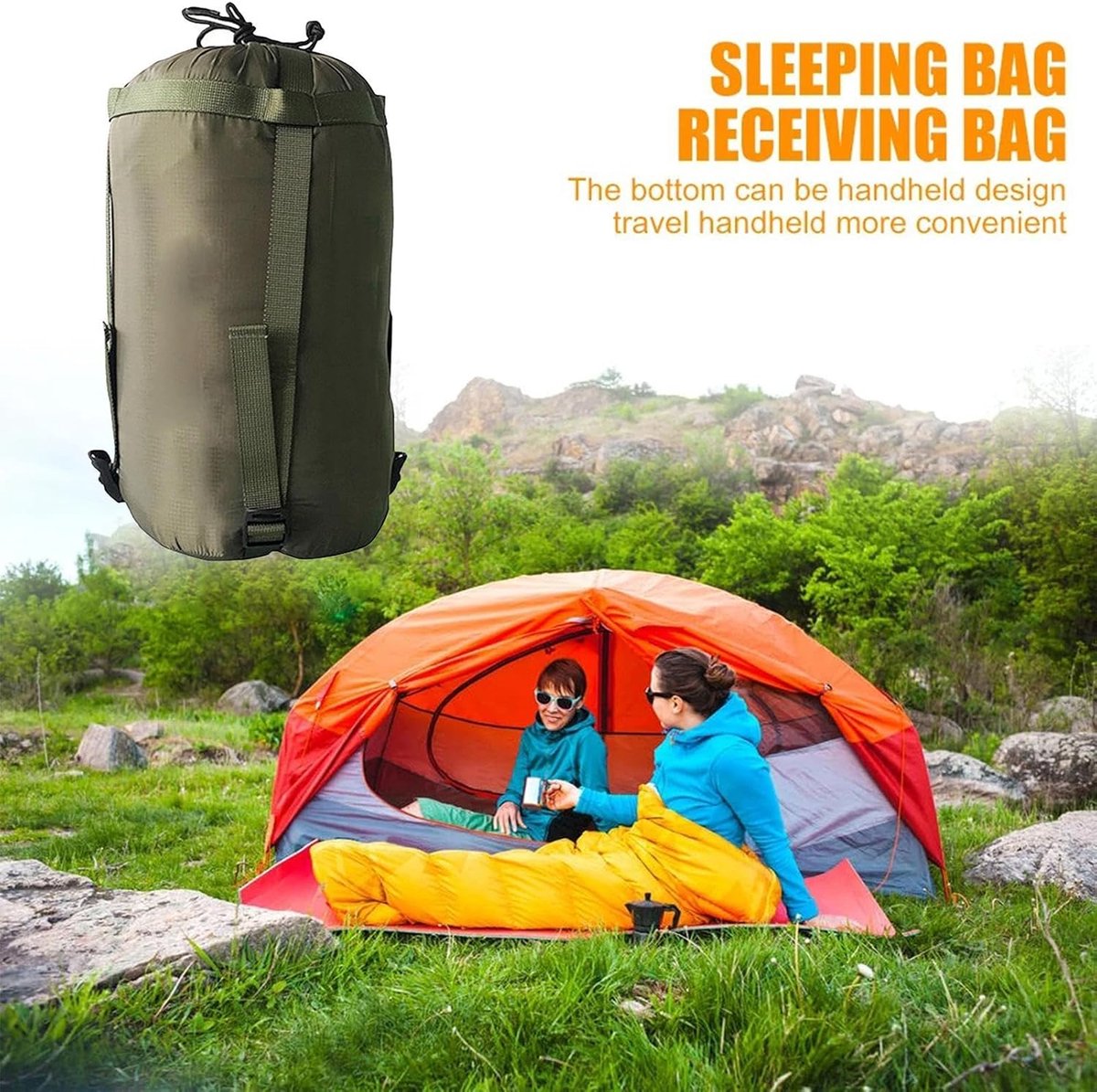 Compression bag - Sleeping bag compression bag - Sleeping bag storage bag - Storage bag - Backpacking storage bags - Portable sleeping bag storage bag - Lightweight backpack bag - Camping storage bag - for travel, camping and outdoor backpacking - Green - - Image 4