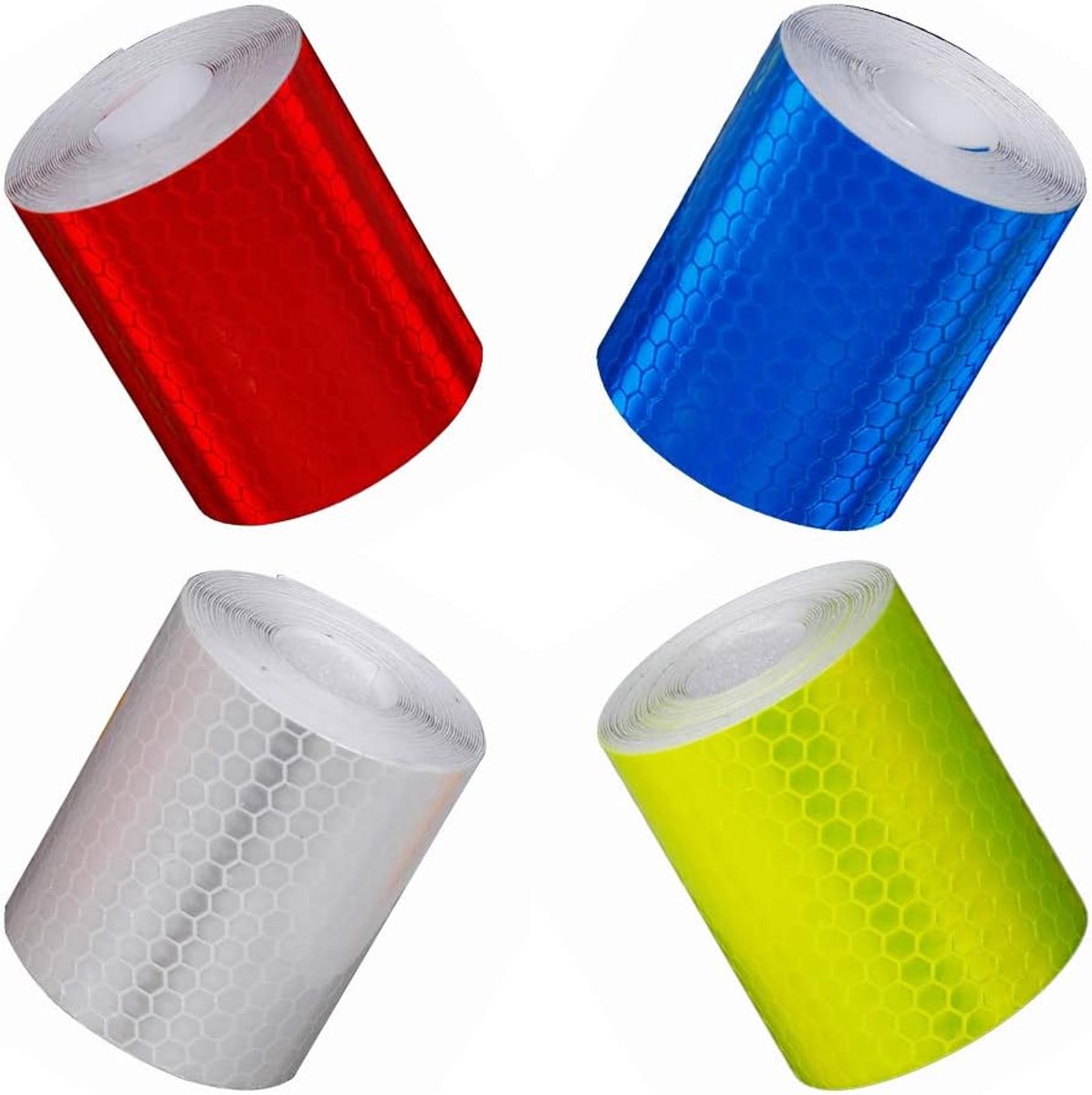 4 rolls - reflective stickers - 5cm*3m - reflective tape - reflective safety warning strips - reflective strips - safety marking tape - waterproof - for trucks, bicycles, strollers, helmets - yellow, white, red, blue - Image 1