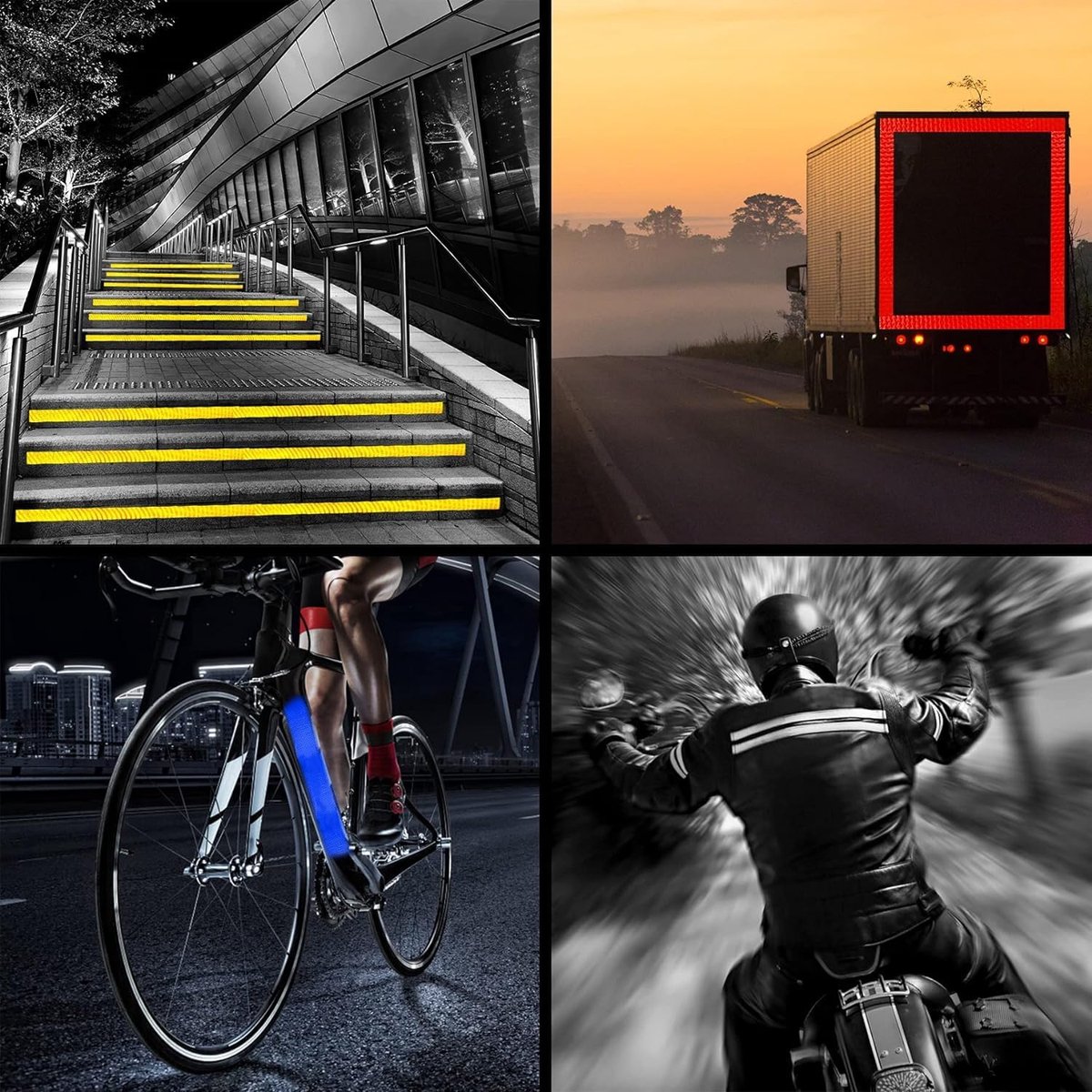 4 rolls - reflective stickers - 5cm*3m - reflective tape - reflective safety warning strips - reflective strips - safety marking tape - waterproof - for trucks, bicycles, strollers, helmets - yellow, white, red, blue - Image 3