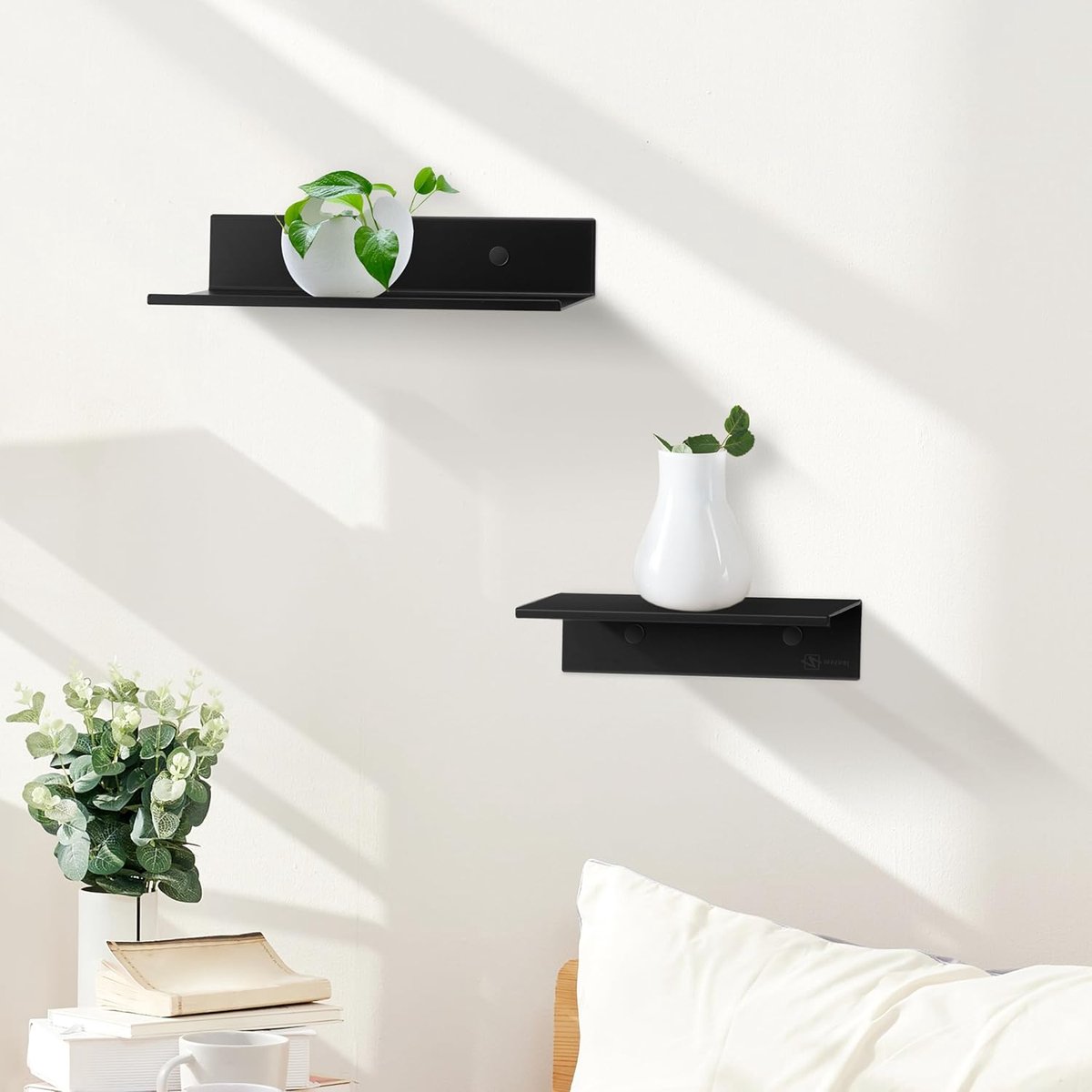 30*12*4 cm - Wall-mounted rack - Bathroom Shelves - Metal shelves - waterproof - small floating metal shelves - wall shelf - for bathroom, living room, bedroom, kitchen - with screws - black - Image 6