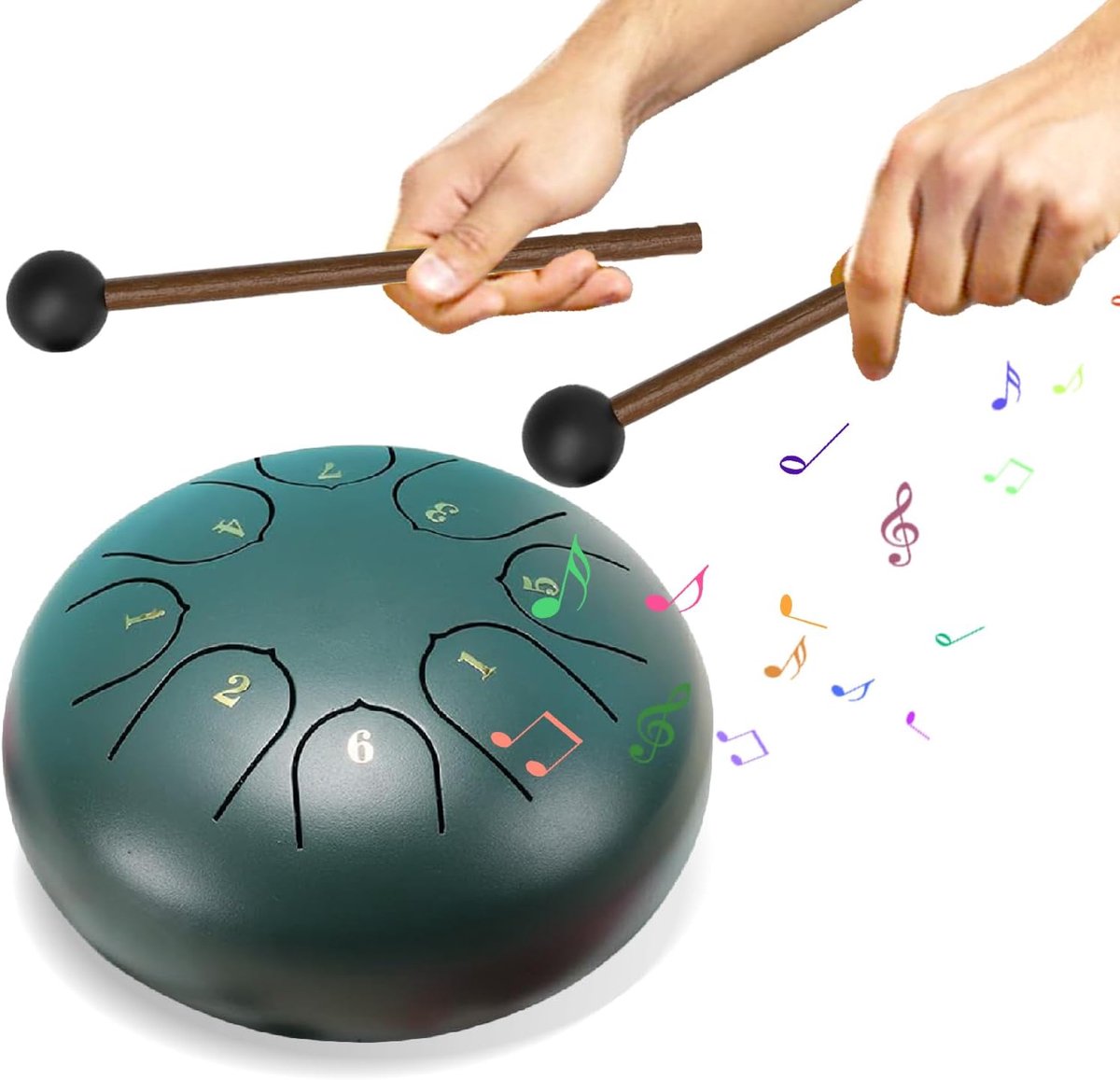 Rain drum - outdoor rain drum - rain drum for the garden - rain drum for outside in the garden - chakra drum for outdoor rain - drum - musical instruments - 6 inch rain drum - with 8 tones - green - 16*9 cm - Image 6