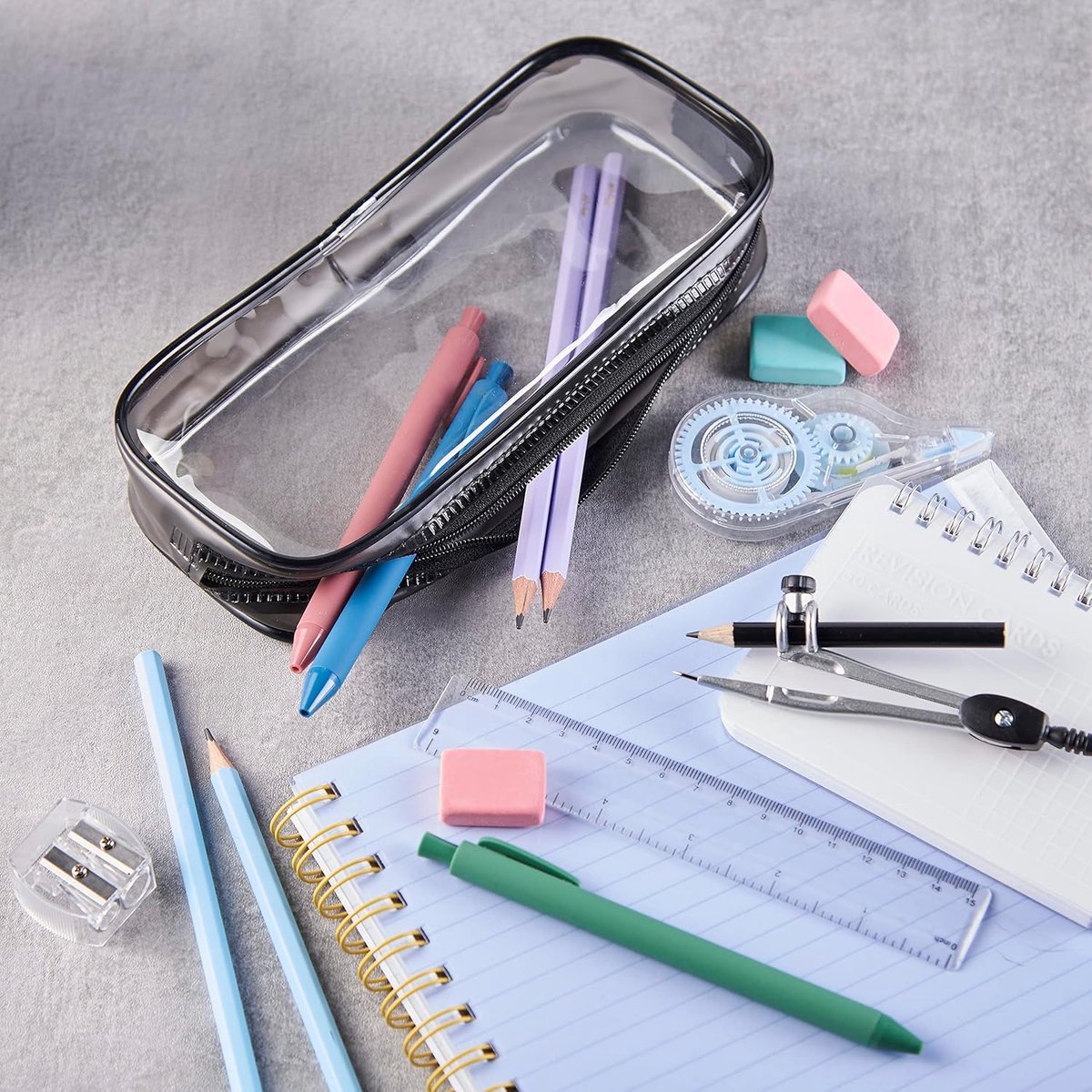 Pencil Case - 2-Piece Pencil Case - Pencil Case for School - Transparent Pencil Case - Transparent Exam Pencil Case - School Supplies - transparent school pencil case - school pencil case - Pencil case for men and women, children's pencil case, travel - P - Image 2