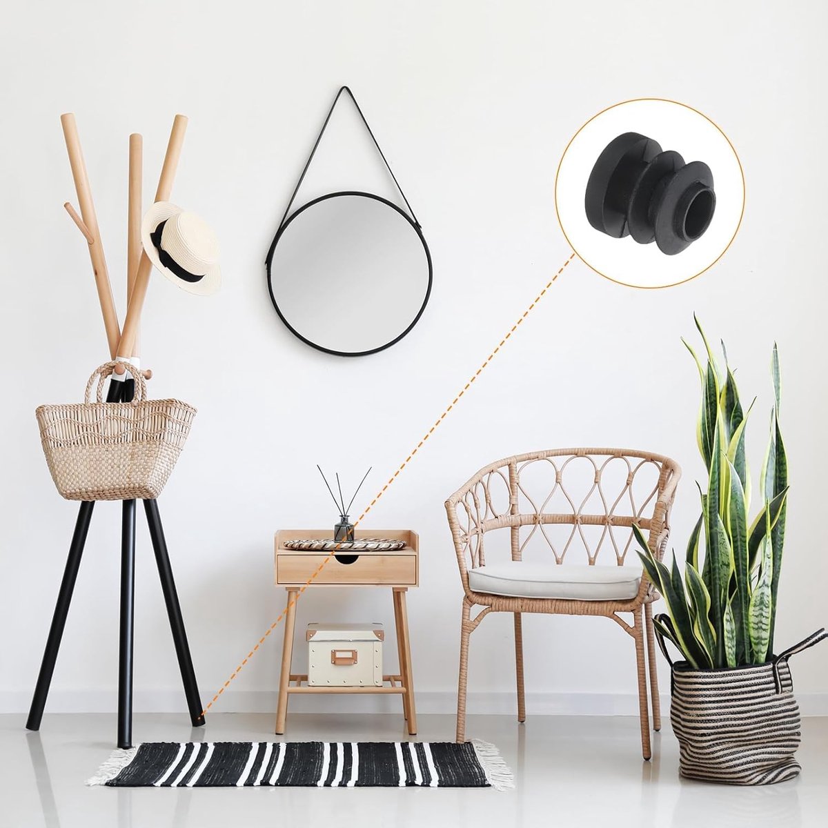 32 pieces - Furniture mats - 16 mm - furniture legs - furniture leg pads - round plastic plugs - end caps for pipes - furniture glides - for tables and chairs - black chair leg protectors - for hardwood floor tiles - black - Image 2