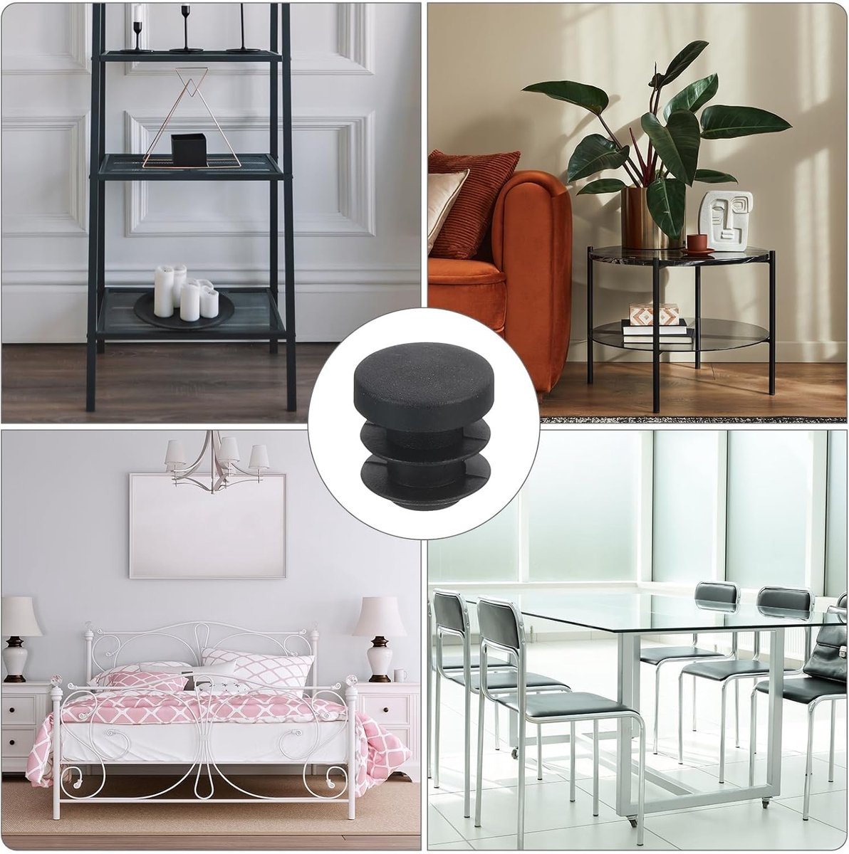 32 pieces - Furniture mats - 16 mm - furniture legs - furniture leg pads - round plastic plugs - end caps for pipes - furniture glides - for tables and chairs - black chair leg protectors - for hardwood floor tiles - black - Image 4